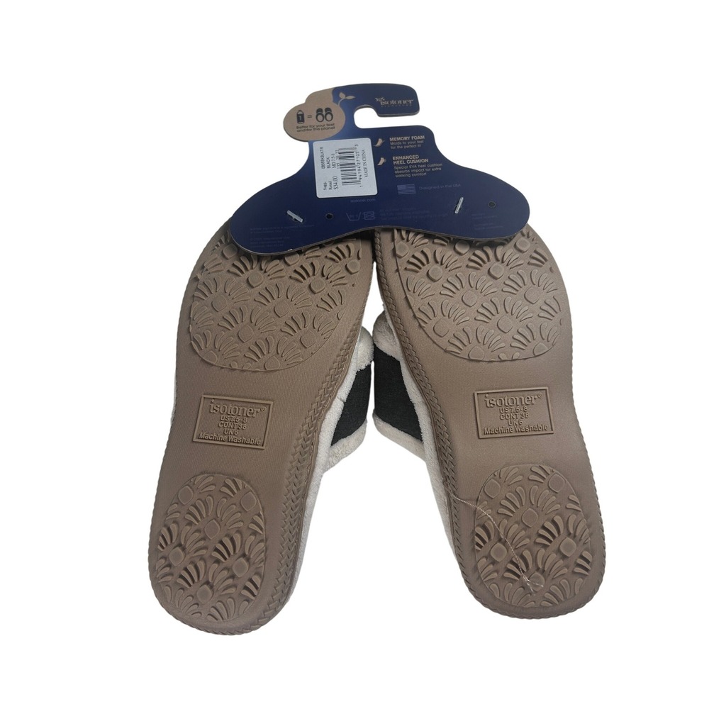 Isotoner Signature Memory Foam Slippers Womens 7.5-8 MD Machine Washable NEW - Picture 6 of 7